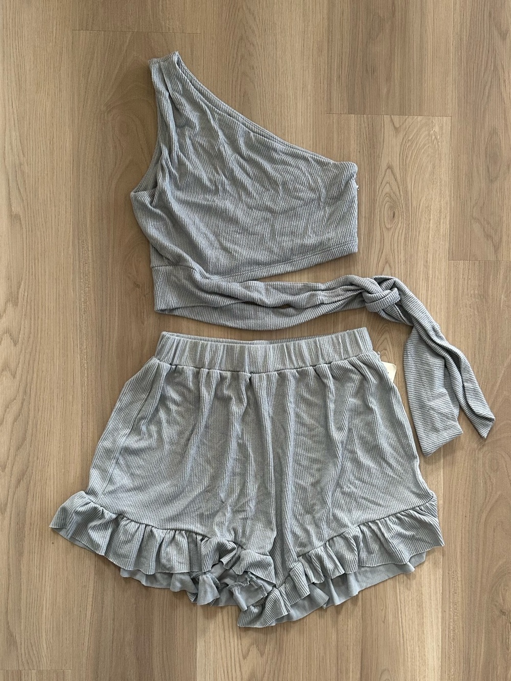 Ocean Drive One-Shoulder Ribbed Top and Shorts Set